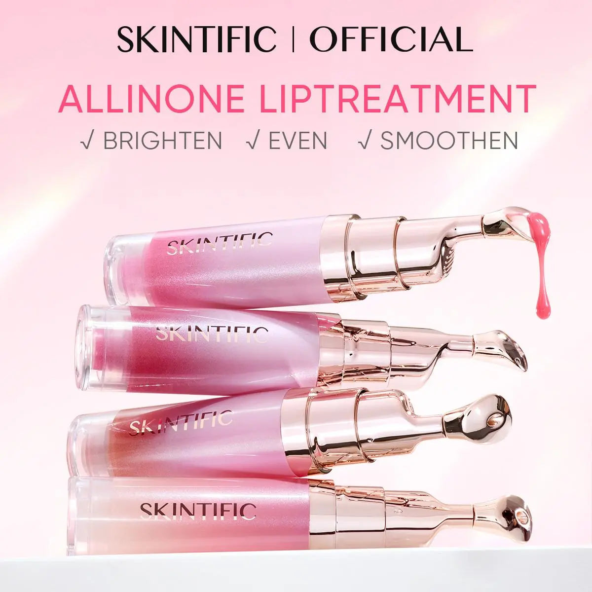 [Recommended by Cardi B] SKINTIFIC Hydrating Brightening Lip Serum with Hyaluronic Acid & Peptide for Radiant Lips Gentle Glossy Korean Beauty Makeup Balm Shea Smooth Moisture with Cooling Metal Roller Applicator