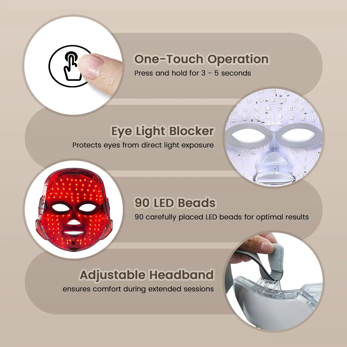 SHMHE Red Light Therapy Mask, 7-Color LED Photorejuvenation Mask, Daily Care Photorejuvenation, Wireless Charging, Ideal Gift for Women, Autumn and Winter Skin Care Facial Care Gift