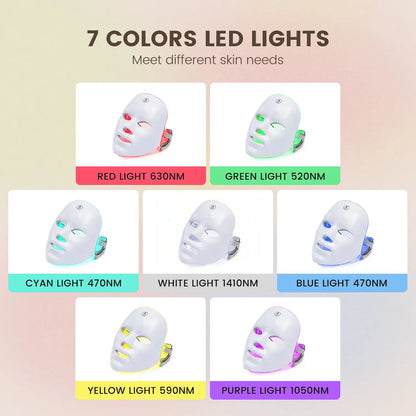 SHMHE Red Light Therapy Mask, 7-Color LED Photorejuvenation Mask, Daily Care Photorejuvenation, Wireless Charging, Ideal Gift for Women, Autumn and Winter Skin Care Facial Care Gift