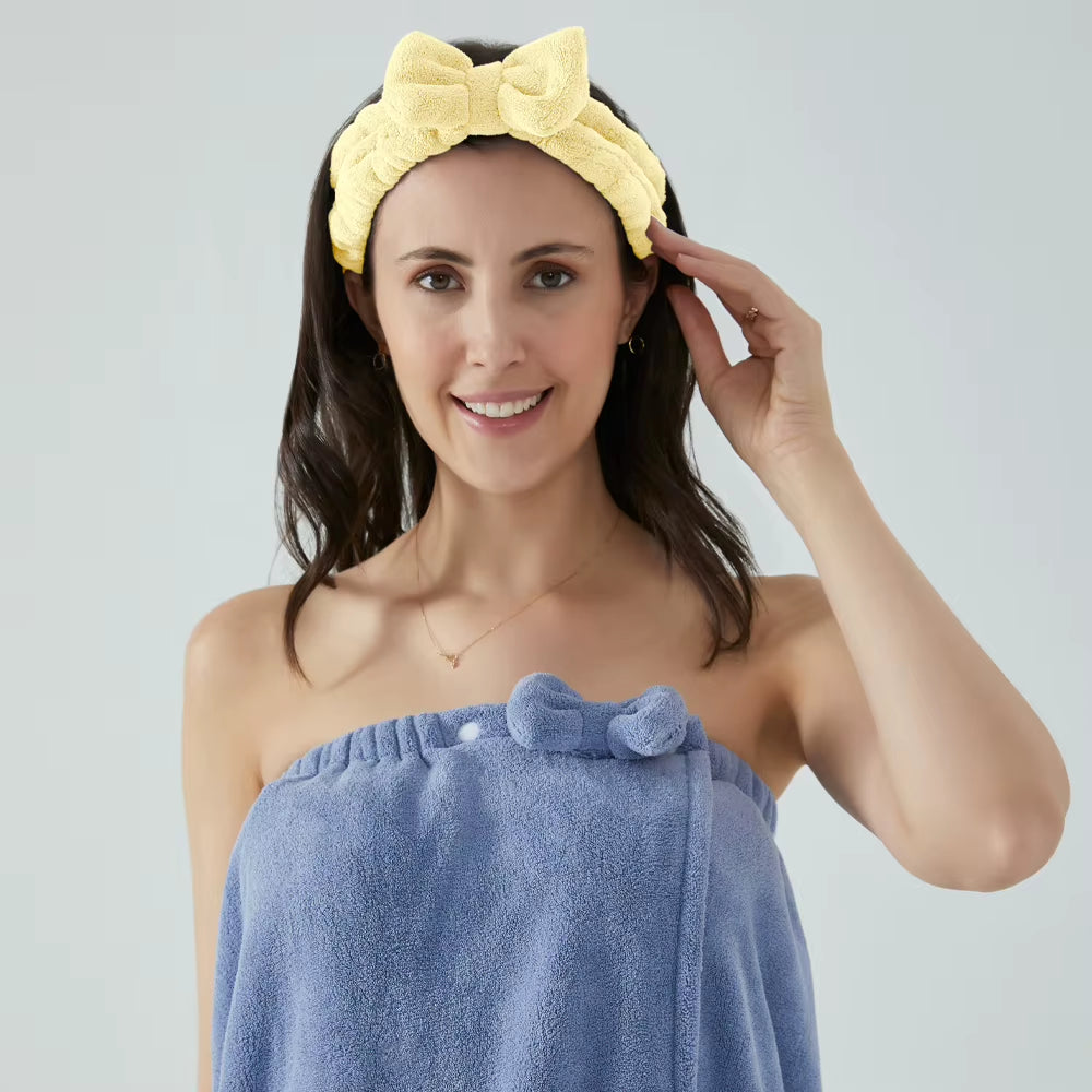 Women Coral Fleece Makeup Hairband Face Wash Head Band Cosmetic Bow Facial Spa Headband