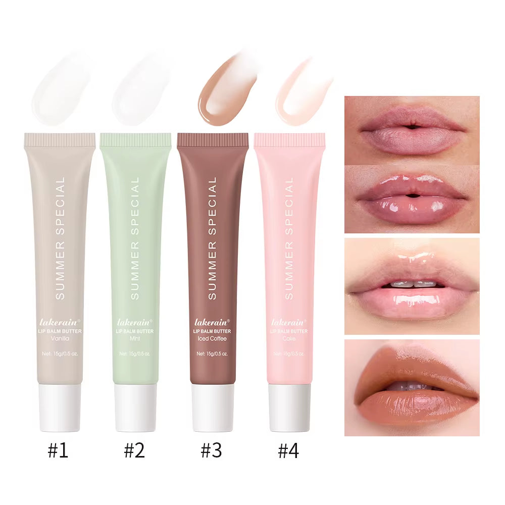 Moisturizing Lip Butter Balm 4 Counts/Set Hydrating Lip Balm Plumping Lip Oil Lip Stick Glossy Lip Glaze Stick Plumping Lip Cosm