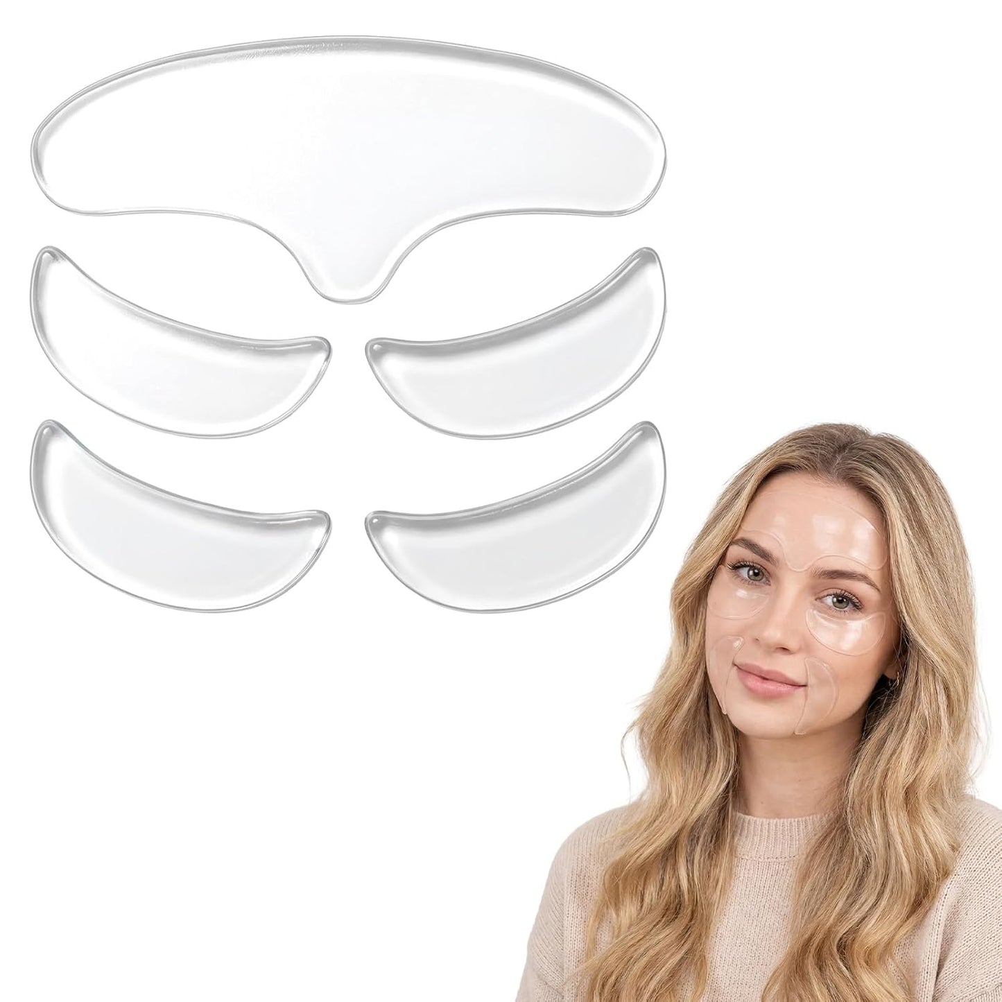 5 Pcs Anti-Wrinkle Patches Facial Wrinkle Patches Reusable Silicone Forehead Wrinkle Pads Wrinkles Silicone Patch Moisturizing Firming Fine Line Pads Overnight Wrinkles Moisturizing Pad for Women Men