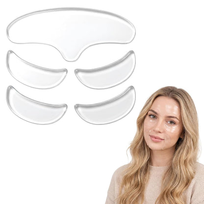 5 Pcs Anti-Wrinkle Patches Facial Wrinkle Patches Reusable Silicone Forehead Wrinkle Pads Wrinkles Silicone Patch Moisturizing Firming Fine Line Pads Overnight Wrinkles Moisturizing Pad for Women Men