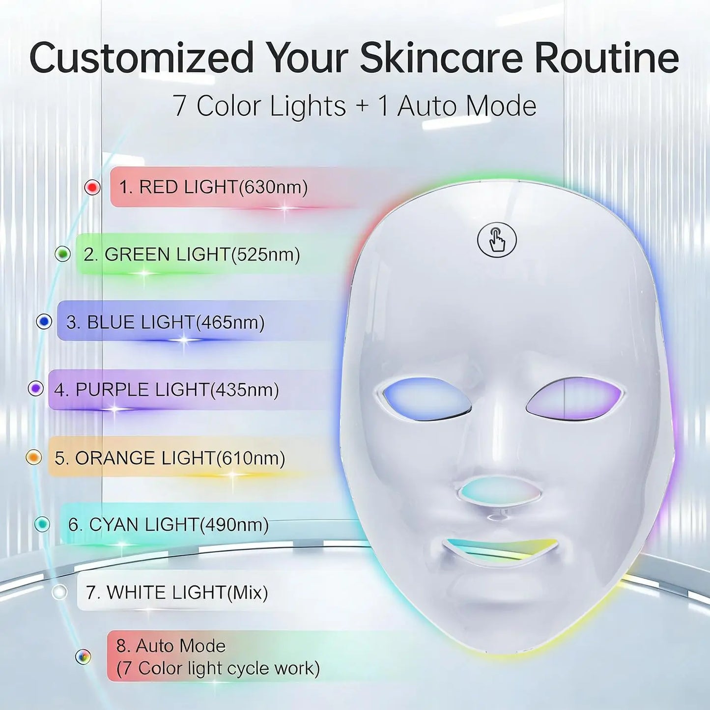 SHMHE Red Light Therapy Mask, 7-Color LED Photorejuvenation Mask, Daily Care Photorejuvenation, Wireless Charging, Ideal Gift for Women, Autumn and Winter Skin Care Facial Care Gift