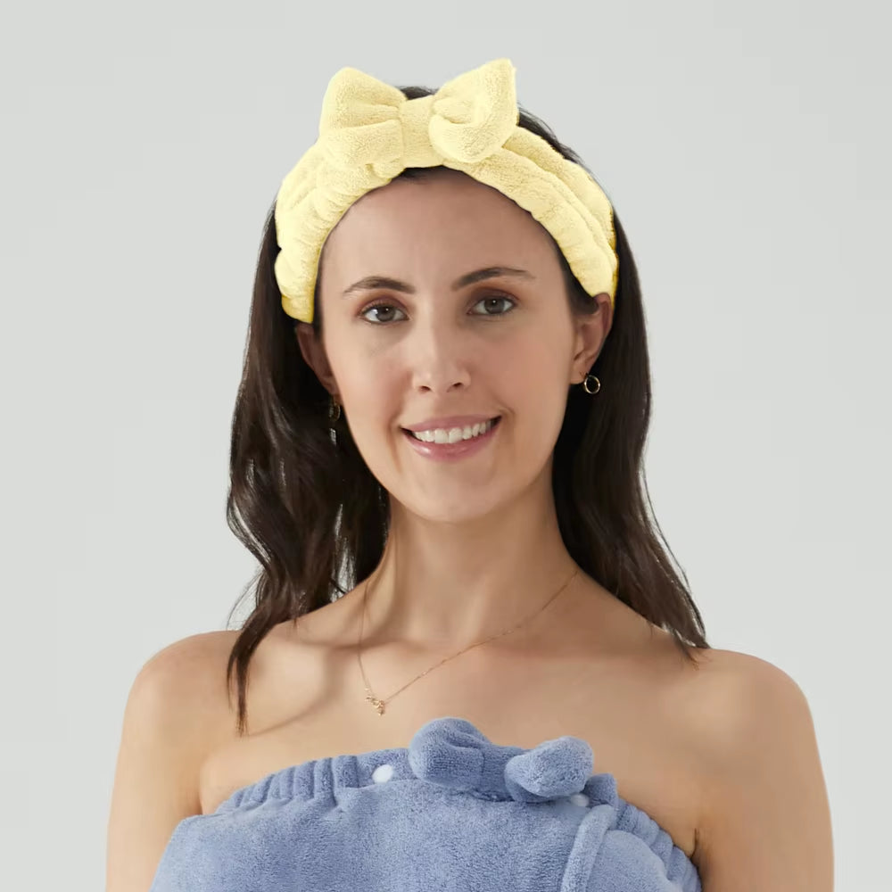 Women Coral Fleece Makeup Hairband Face Wash Head Band Cosmetic Bow Facial Spa Headband