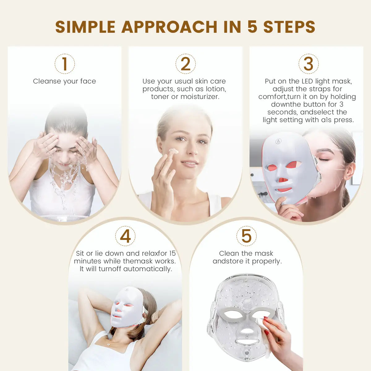 SHMHE Red Light Therapy Mask, 7-Color LED Photorejuvenation Mask, Daily Care Photorejuvenation, Wireless Charging, Ideal Gift for Women, Autumn and Winter Skin Care Facial Care Gift