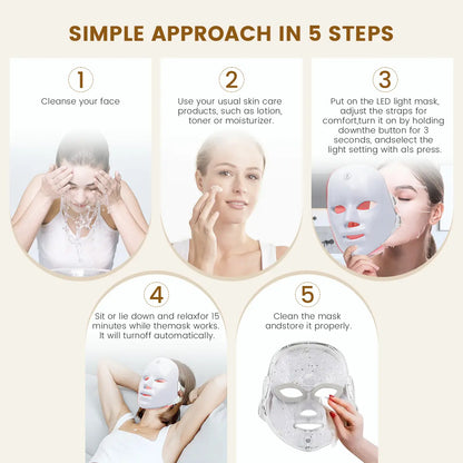 SHMHE Red Light Therapy Mask, 7-Color LED Photorejuvenation Mask, Daily Care Photorejuvenation, Wireless Charging, Ideal Gift for Women, Autumn and Winter Skin Care Facial Care Gift