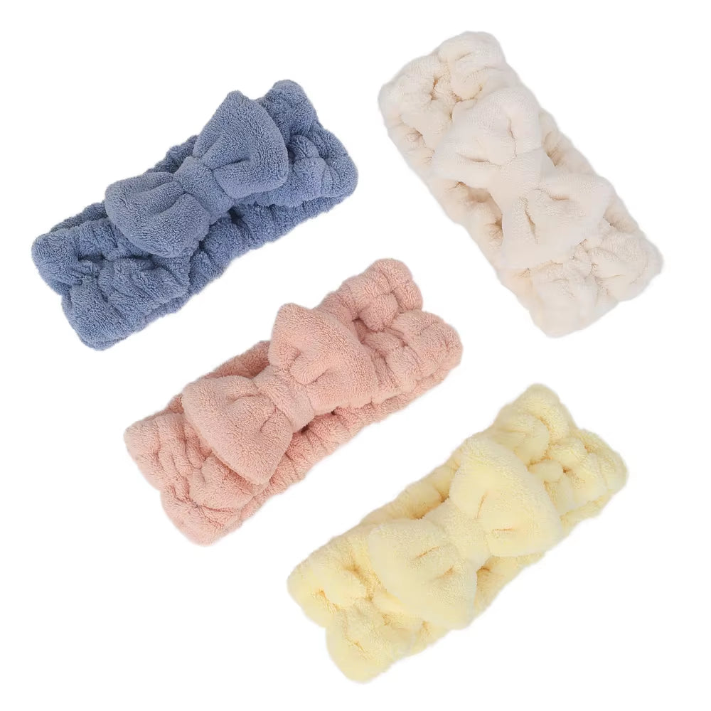 Women Coral Fleece Makeup Hairband Face Wash Head Band Cosmetic Bow Facial Spa Headband