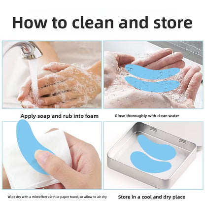 Private Label Bulk Washable Silicone Reusable Eye Masks Logo Face Lifting Anti-Wrinkle Eye Pads Reusable Eye Patch